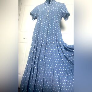 Light baby blue polka dot Maxi Dress